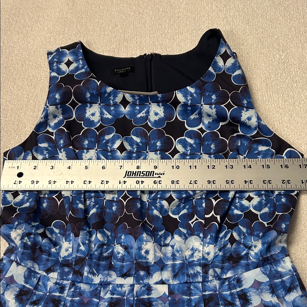 Talbots Blue Floral Checkered Dress - Picture 6 of 9